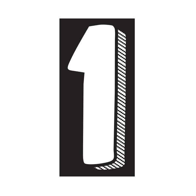 Window Sticker - 7 1/2"  White/Black #1 - Qty. 12