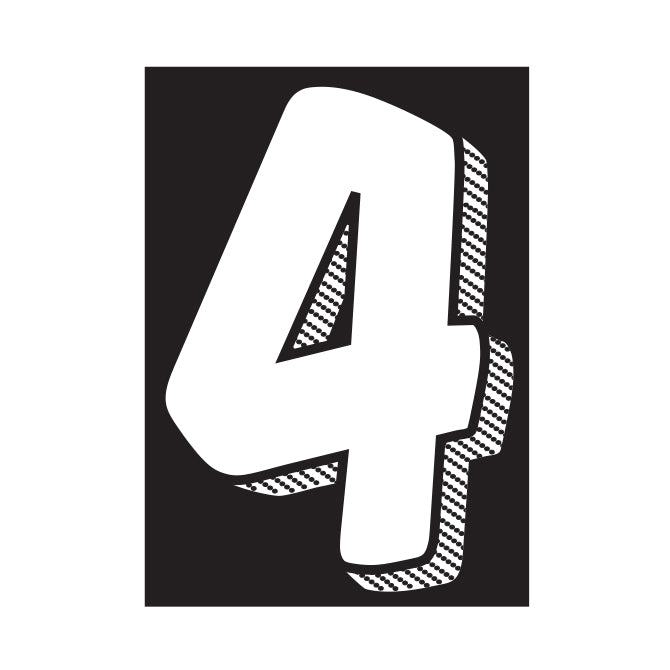 Window Sticker - 7 1/2"  White/Black #4 - Qty. 12