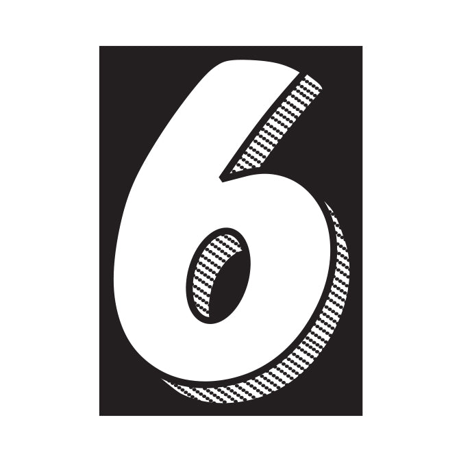 Window Sticker - 7 1/2"  White/Black #6 - Qty. 12