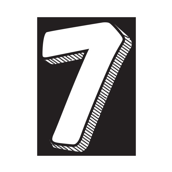 Window Sticker - 7 1/2"  White/Black #7 - Qty. 12