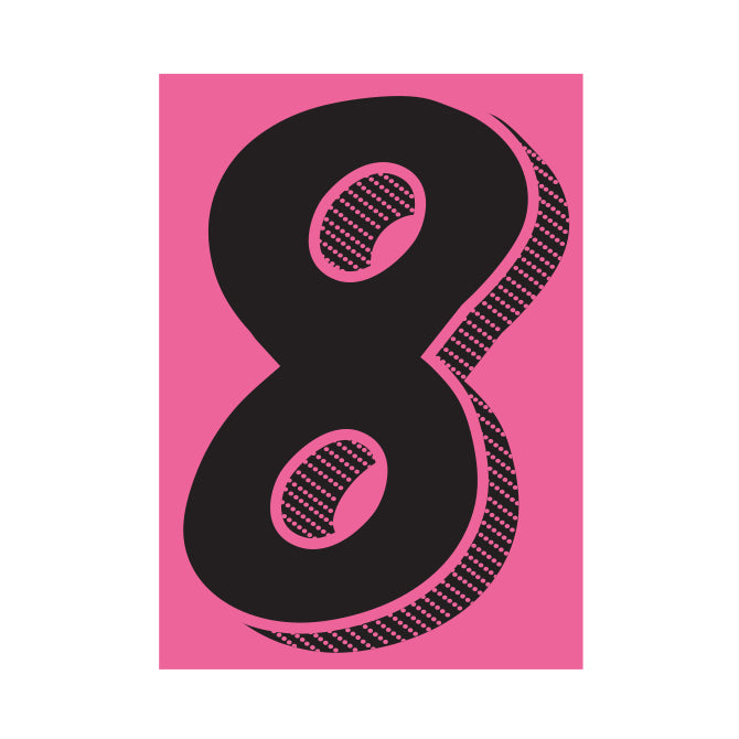 Window Sticker - 7 1/2" Black/Pink #8 - Qty. 12