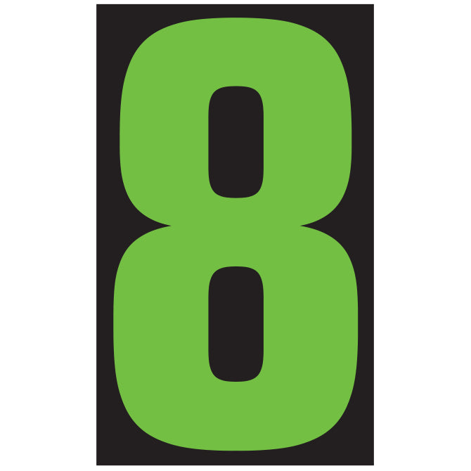 Window Sticker - 9 1/2" Fluor. Green/Black #8 - Qty. 12