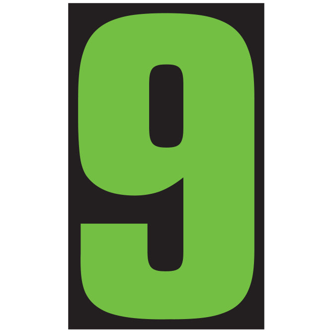 Window Sticker - 9 1/2" Fluor. Green/Black #9 - Qty. 12