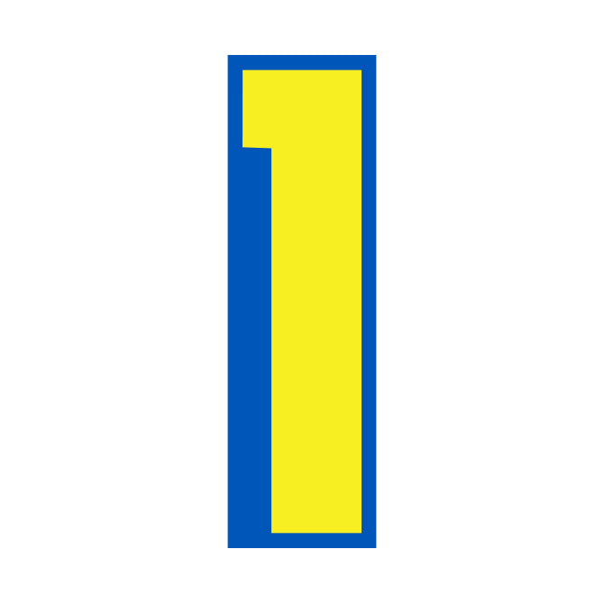 Window Sticker - 9 1/2" Blue/Yellow #1 - Qty. 12
