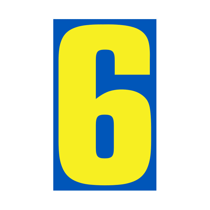 Window Sticker - 9 1/2" Blue/Yellow #6 - Qty. 12
