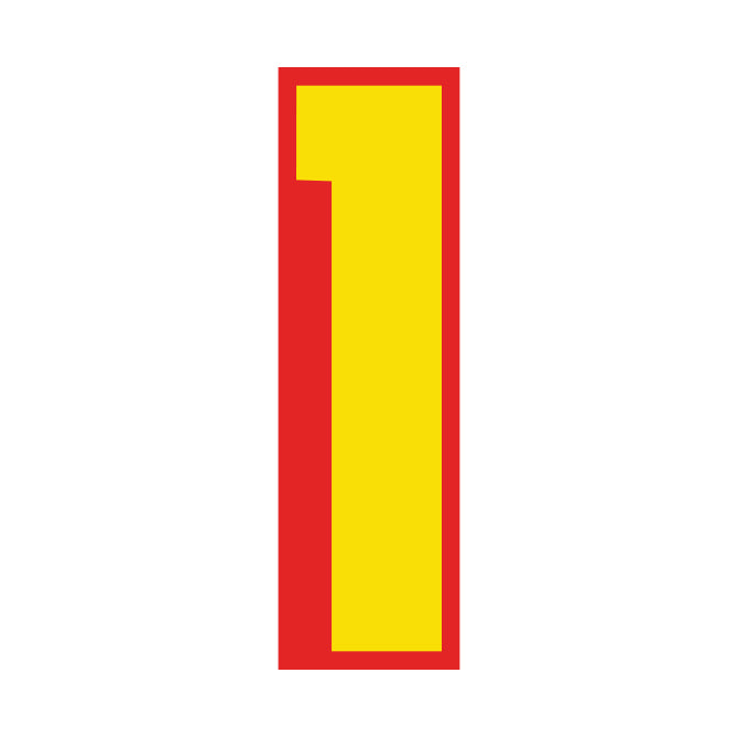Window Sticker - 9 1/2" Red/Yellow #1 - Qty. 12