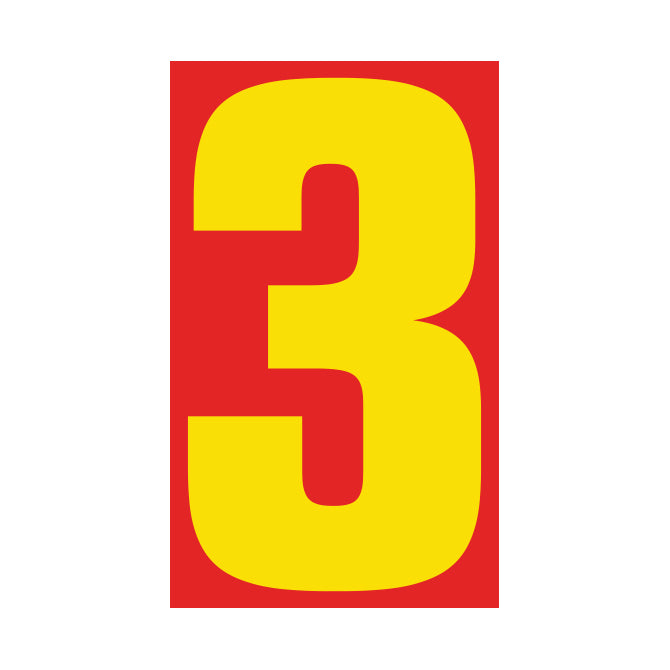 Window Sticker - 9 1/2" Red/Yellow #3 - Qty. 12