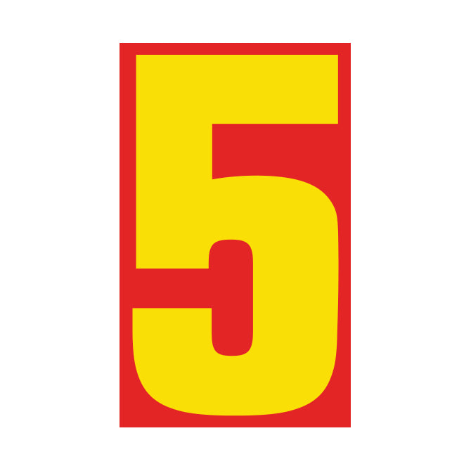 Window Sticker - 9 1/2" Red/Yellow #5 - Qty. 12