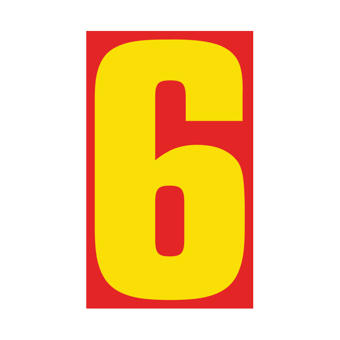 Window Sticker - 9 1/2" Red/Yellow #6 - Qty. 12