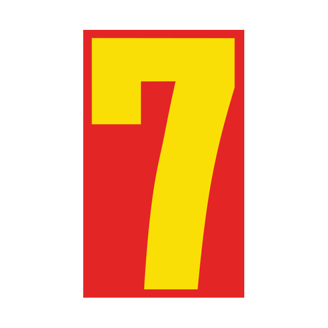 Window Sticker - 9 1/2" Red/Yellow #7 - Qty. 12
