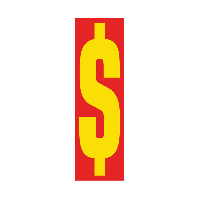 Window Sticker - 9 1/2" Red/Yellow $ - Qty. 12