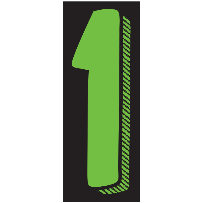 Window Sticker - 11 1/2" Fluor. Green/Black #1 - Qty. 12