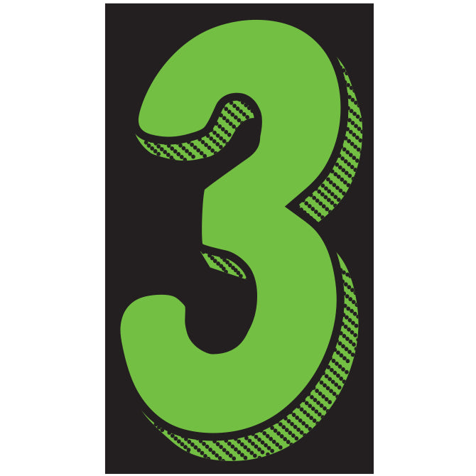 Window Sticker - 11 1/2" Fluor. Green/Black #3 - Qty. 12