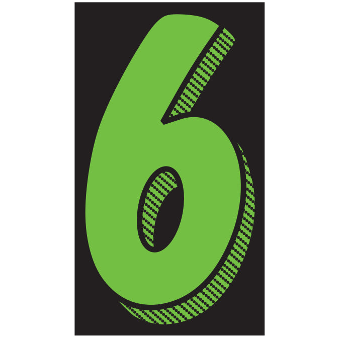 Window Sticker - 11 1/2" Fluor. Green/Black #6 - Qty. 12