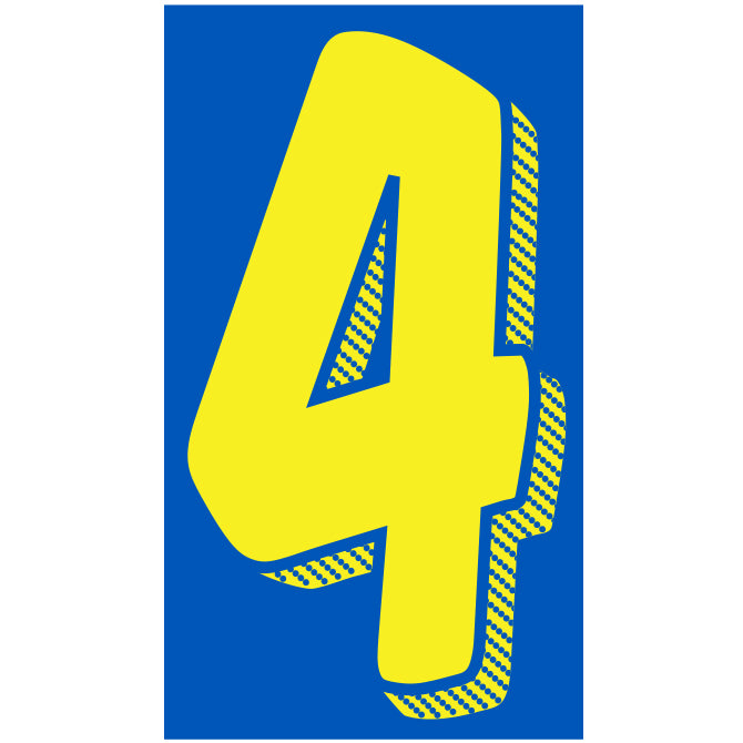Window Sticker - 11 1/2" Blue/Yellow #4 - Qty. 12