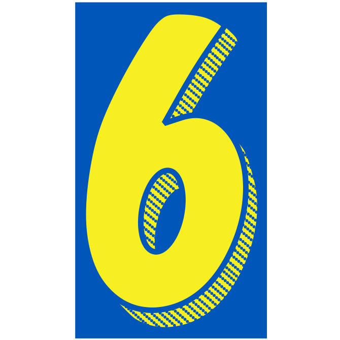 Window Sticker - 11 1/2" Blue/Yellow #6 - Qty. 12