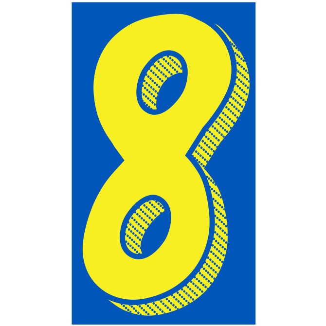 Window Sticker - 11 1/2" Blue/Yellow #8 - Qty. 12