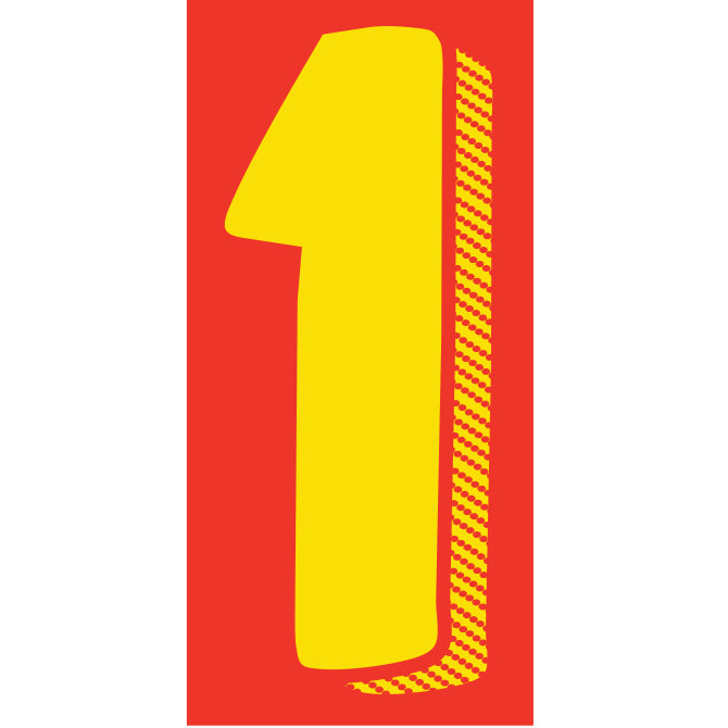 Window Sticker - 7 1/2" Yellow-Red  #1 - Qty. 12