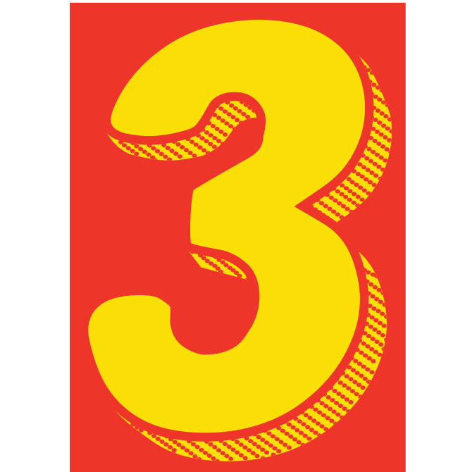 Window Sticker - 7 1/2" Yellow-Red  #3 - Qty. 12