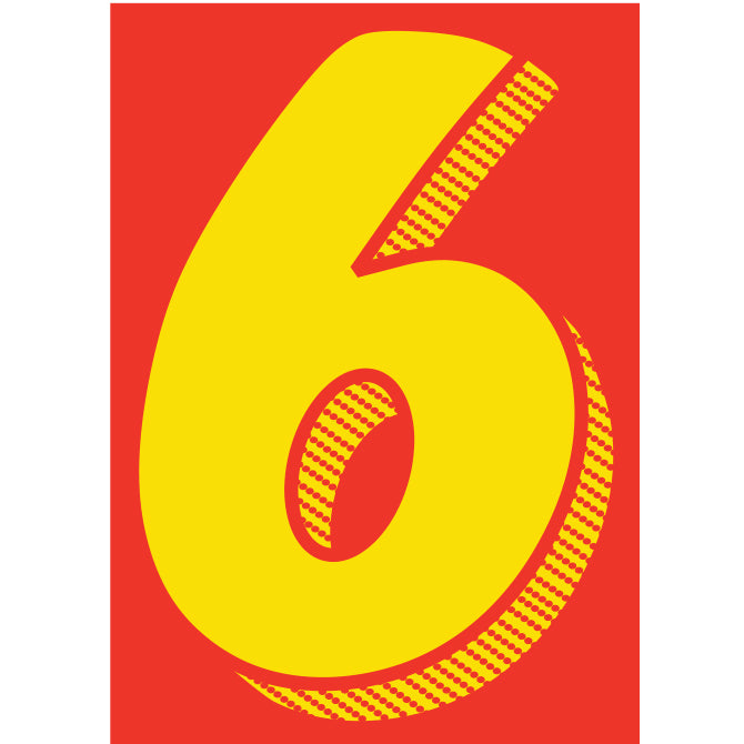 Window Sticker - 7 1/2" Yellow-Red #6 - Qty. 12