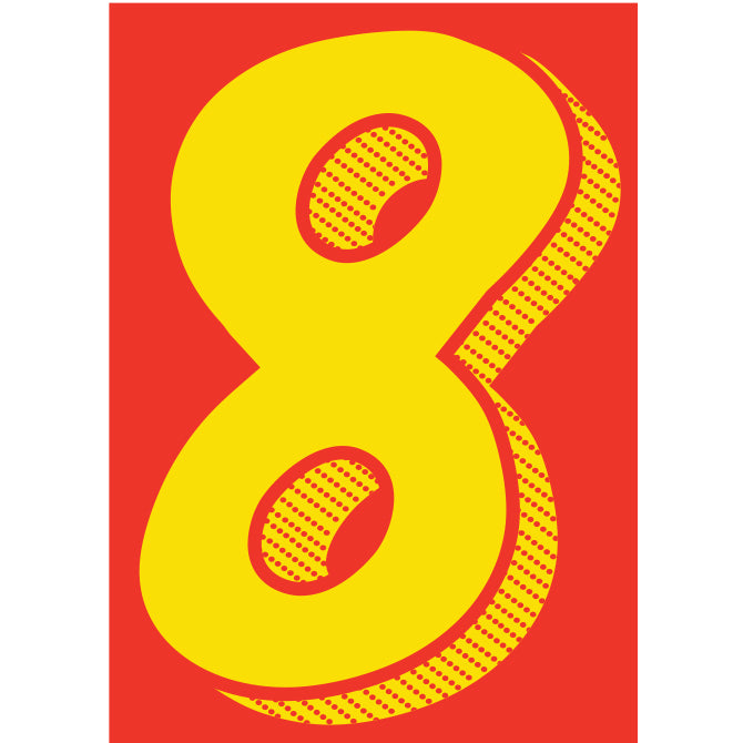 Window Sticker - 7 1/2" Yellow-Red  #8 - Qty. 12