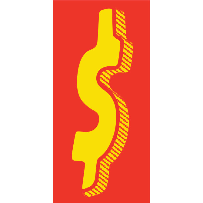 Window Sticker - 7 1/2" Yellow-Red  '$' - Qty. 12