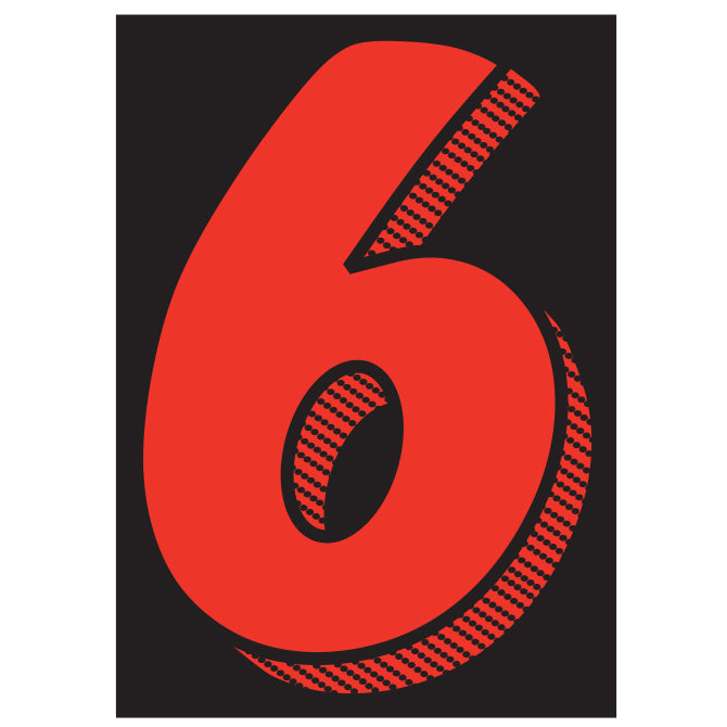 Window Sticker - 7 1/2" Red/Black #6 - Qty. 12