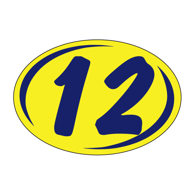Window Sticker - Rounds - Blue on Yellow - 2012 - Qty. 12