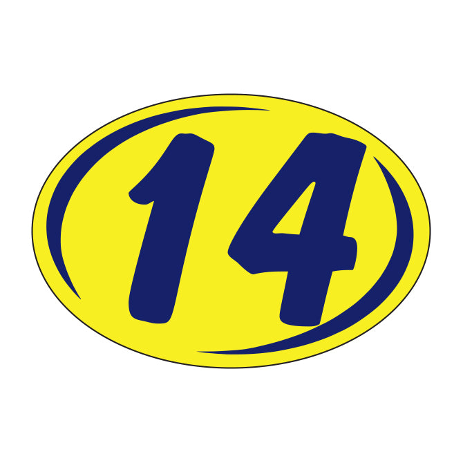 Window Sticker - Rounds - Blue on Yellow - 2014 - Qty. 12