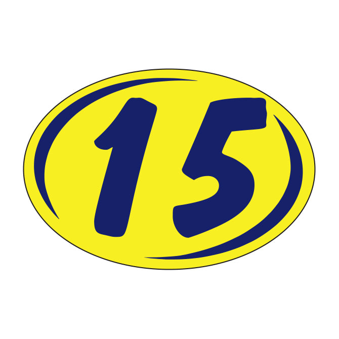 Window Sticker - Rounds - Blue on Yellow - 2015 - Qty. 12