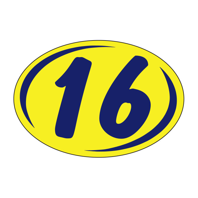 Window Sticker - Rounds - Blue on Yellow - 2016 - Qty. 12