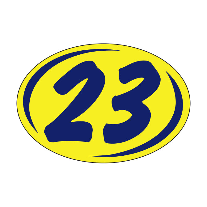 Window Sticker - Rounds - Blue on Yellow - 2023 - Qty. 12