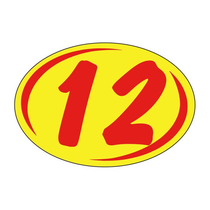 Window Sticker - Rounds - Red on Yellow - 2012 - Qty. 12