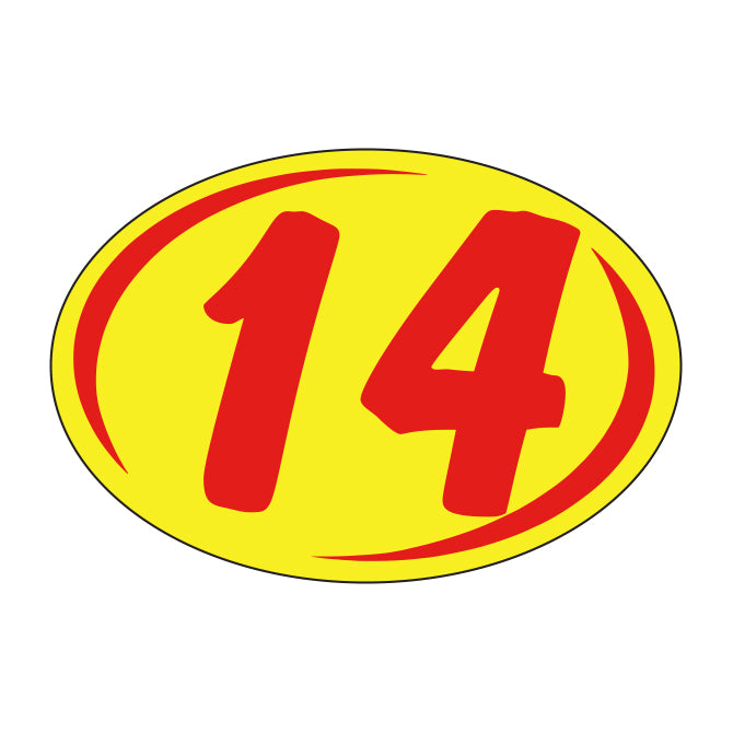 Window Sticker - Rounds - Red on Yellow - 2014 - Qty. 12
