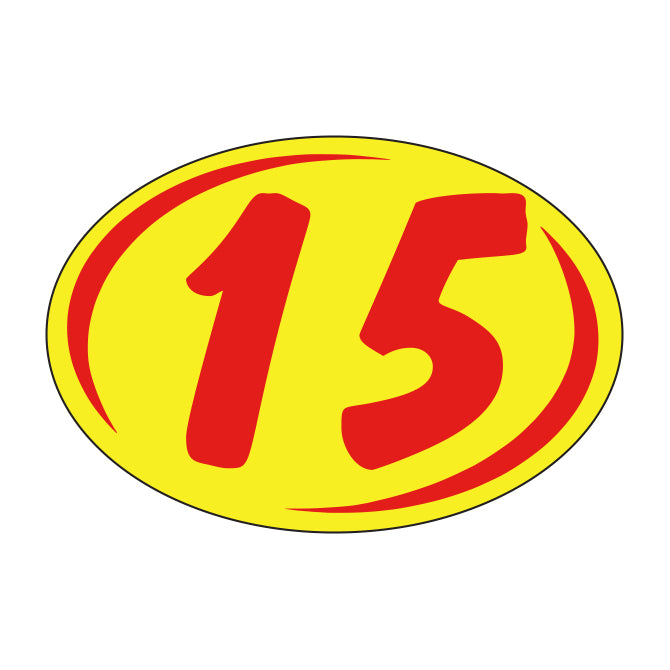 Window Sticker - Rounds - Red on Yellow - 2015 - Qty. 12