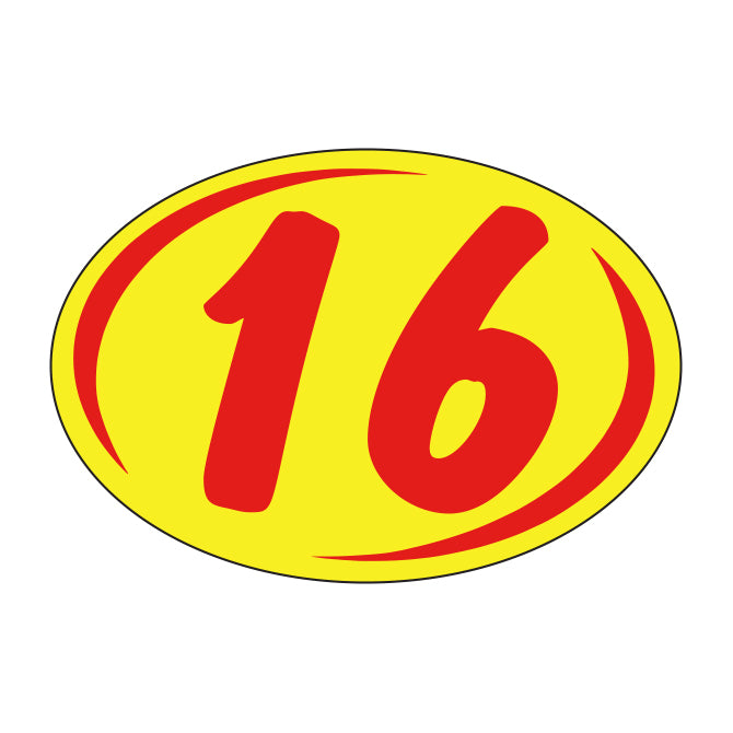 Window Sticker - Rounds - Red on Yellow - 2016 - Qty. 12