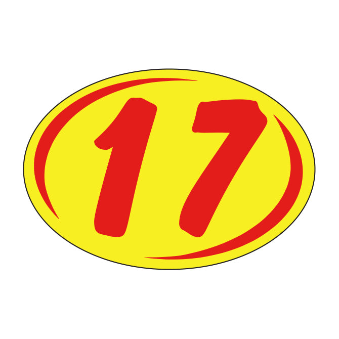 Window Sticker - Rounds - Red on Yellow - 2017 - Qty. 12