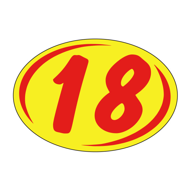 Window Sticker - Rounds - Red on Yellow - 2018 - Qty. 12