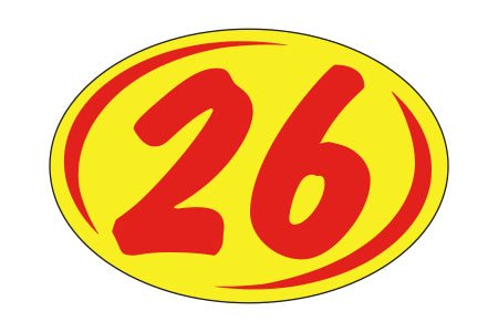 Window Sticker - Rounds - Red on Yellow - 2026 - Qty. 12