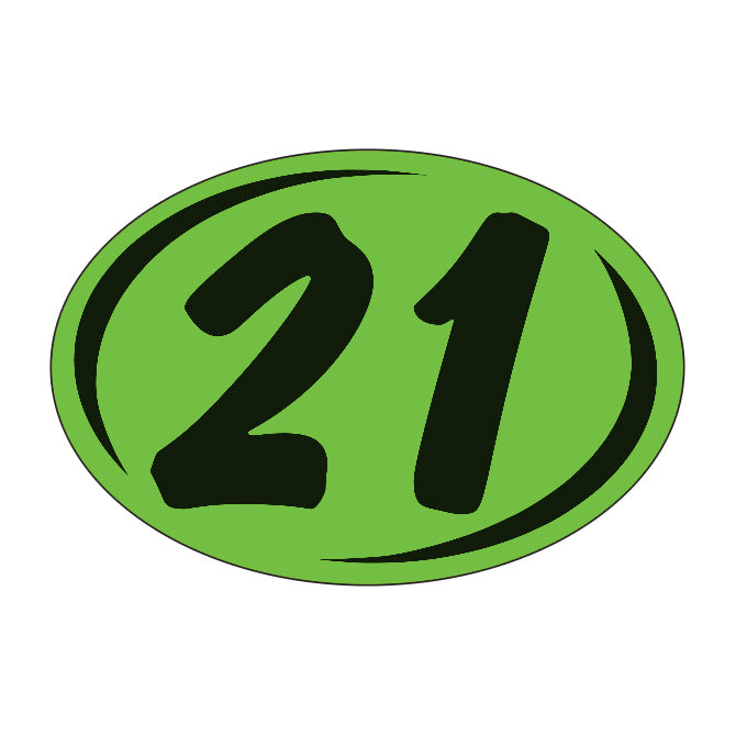 Window Sticker - Rounds - Black on Green - 2021 - Qty. 12