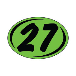 Window Sticker - Rounds - Black on Green - 2027 - Qty. 12 | Small Oval Years