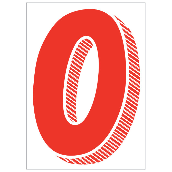 Window Sticker - 7 1/2" Red/White #0 - Qty. 12