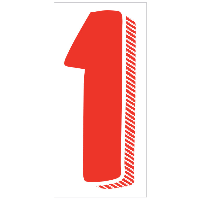 Window Sticker - 7 1/2" Red/White #1 - Qty. 12
