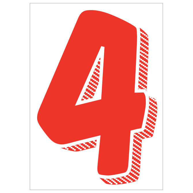 Window Sticker - 7 1/2" Red/White #4 - Qty. 12