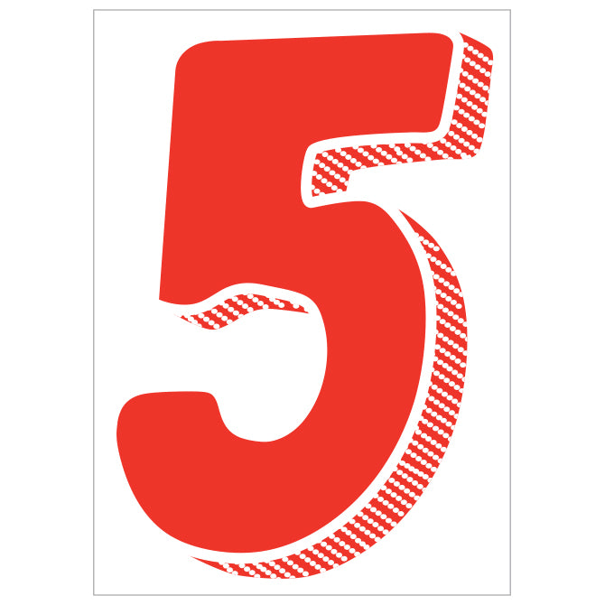 Window Sticker - 7 1/2" Red/White #5 - Qty. 12