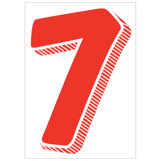 Window Sticker - 7 1/2" Red/White #7 - Qty. 12