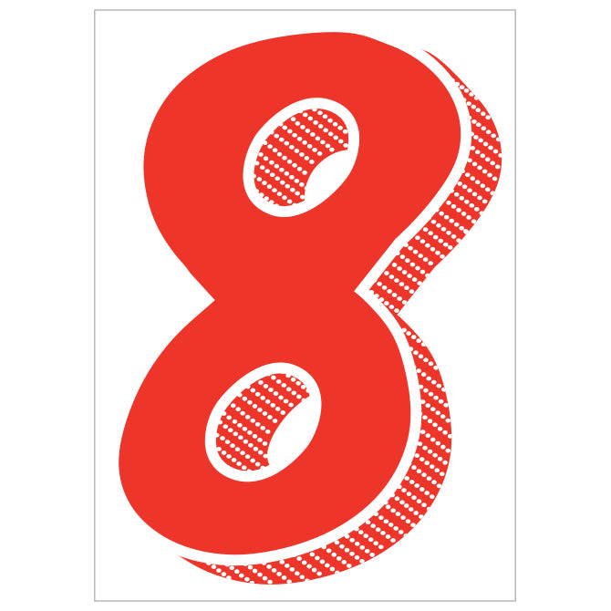 Window Sticker - 7 1/2" Red/White #8 - Qty. 12