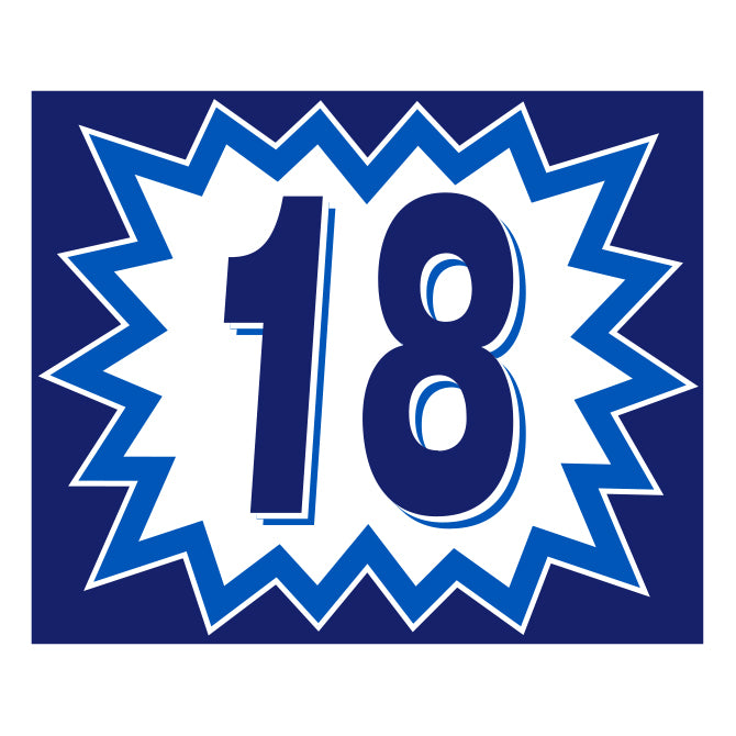 Window Sticker - Blasts - Blue & White - 2018 - Qty. 12