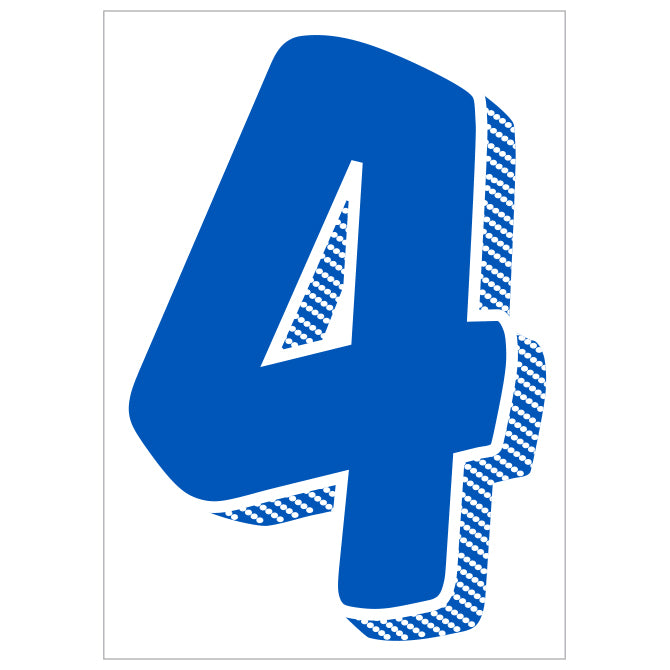 Window Sticker - 7 1/2" Blue/White #4 - Qty. 12