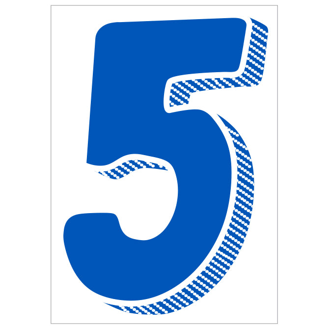 Window Sticker - 7 1/2" Blue/White #5 - Qty. 12